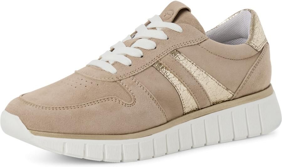 Tamaris Sneakers laag lichtbruin goud wit