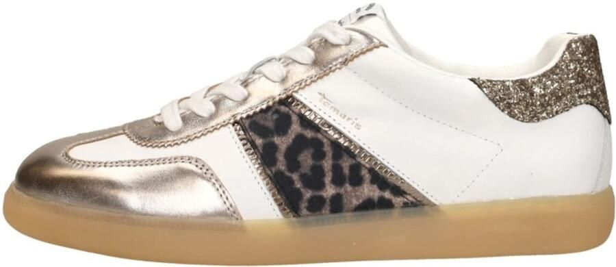 Tamaris Plateausneakers vrijetijdsschoen lage schoen veterschoen met glitter op de hiel - Foto 6
