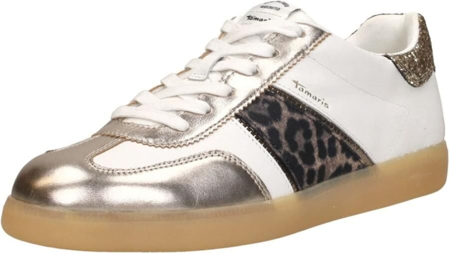 Tamaris Plateausneakers vrijetijdsschoen lage schoen veterschoen met glitter op de hiel - Foto 5