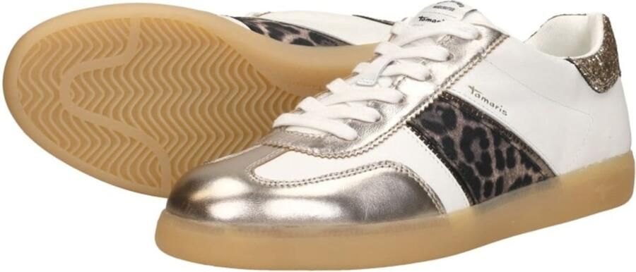 Tamaris Plateausneakers vrijetijdsschoen lage schoen veterschoen met glitter op de hiel - Foto 10