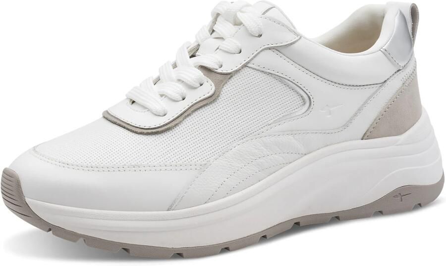 Tamaris Sneakers laag taupe zilver wit