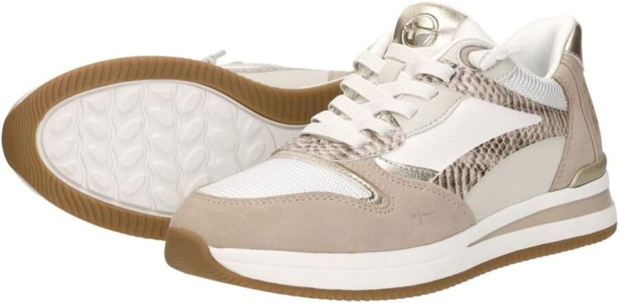 Tamaris Sneakers laag donkerbeige beige gemêleerd brons wit - Foto 12