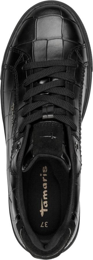 Tamaris dames leren sneaker 1-23730-47-028 dames veterschoen Black Croco - Foto 4
