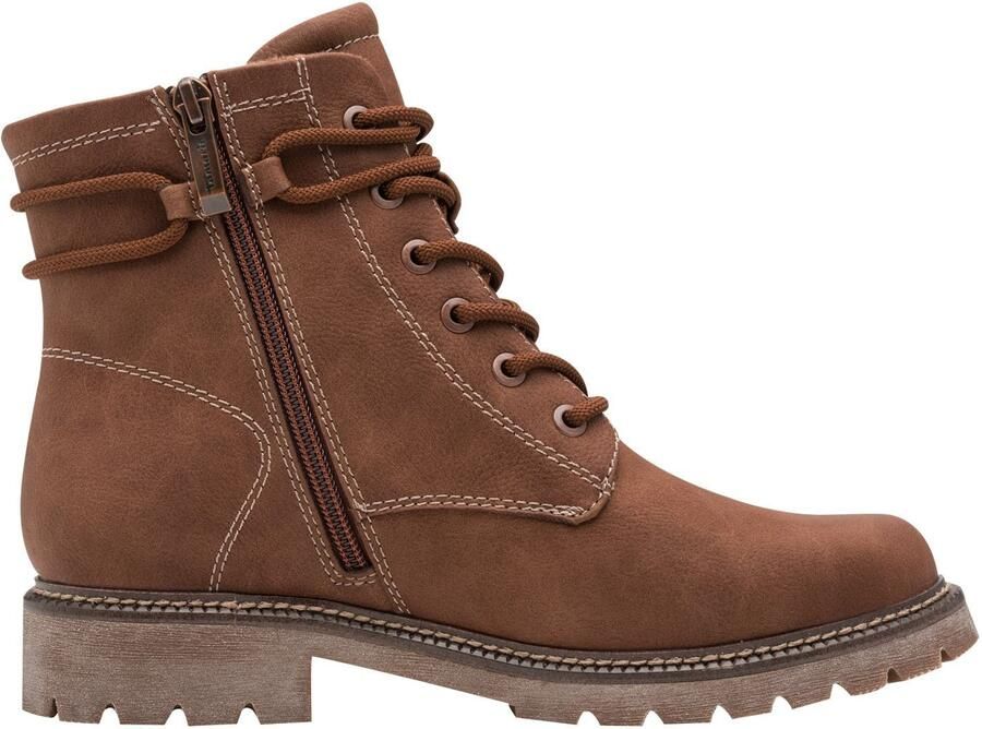 Tamaris Veterlaarsjes blokhak veterschoenen in vegan verwerking