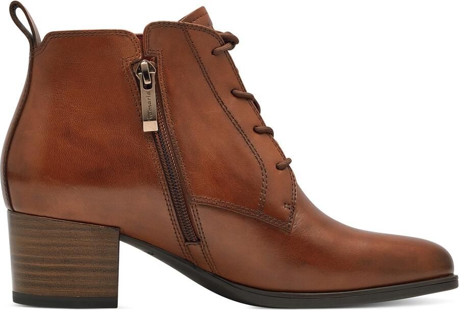 Tamaris Enkellaarsjes blokhak veterschoen business schoen met logo-embossing