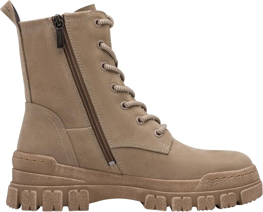 Tamaris damesleren enkellaarsjes taupe 1-25212