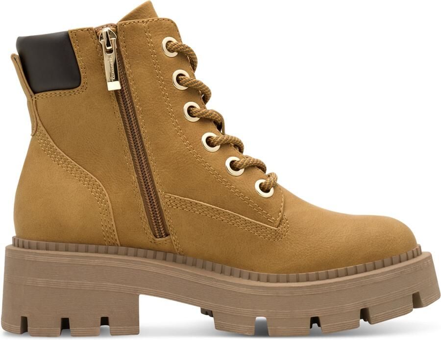 Tamaris Veterschoenen blokhak veterenkellaars bezet met glanzende strassstenen