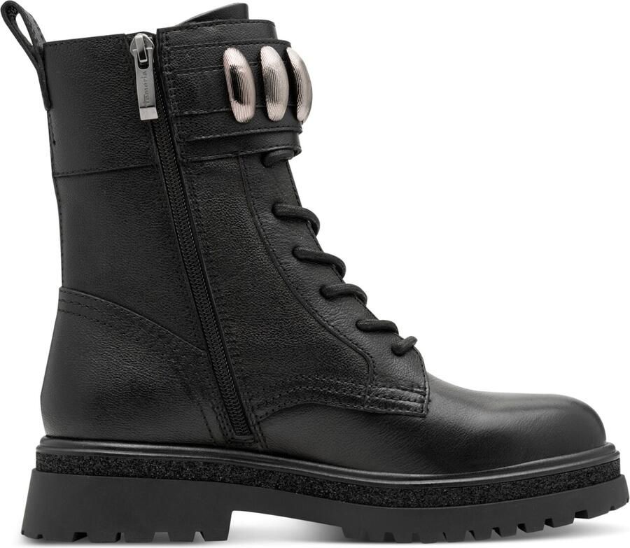 Tamaris Veterlaarsjes blokhak veterboots met sier elementen in metalliclook - Foto 3