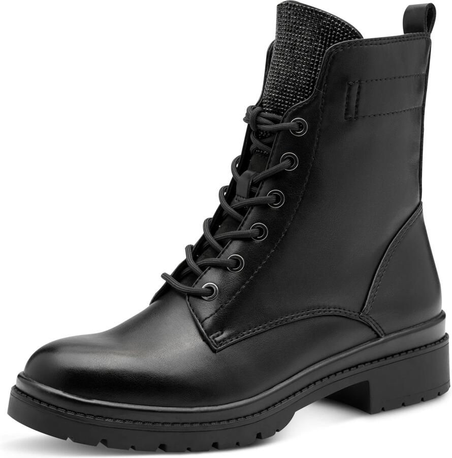 Tamaris Veterlaarsjes blokhak veterboots schoentong bezet met sierstenen - Foto 3