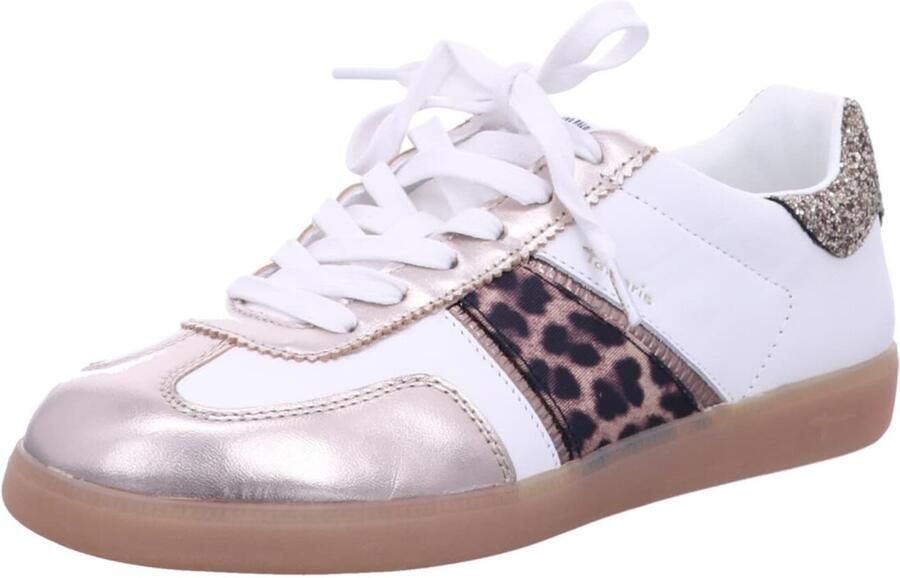 Tamaris Plateausneakers vrijetijdsschoen lage schoen veterschoen met glitter op de hiel - Foto 9