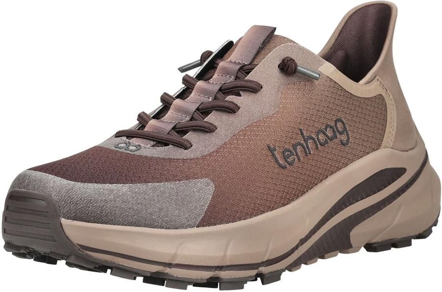 Tenhaag Sneakers laag chocoladebruin grijs