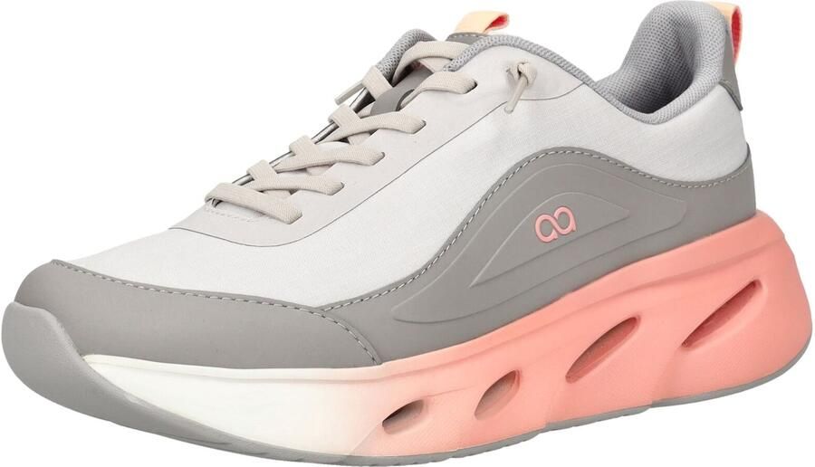 Tenhaag Sneakers laag grijs zalm roze wit