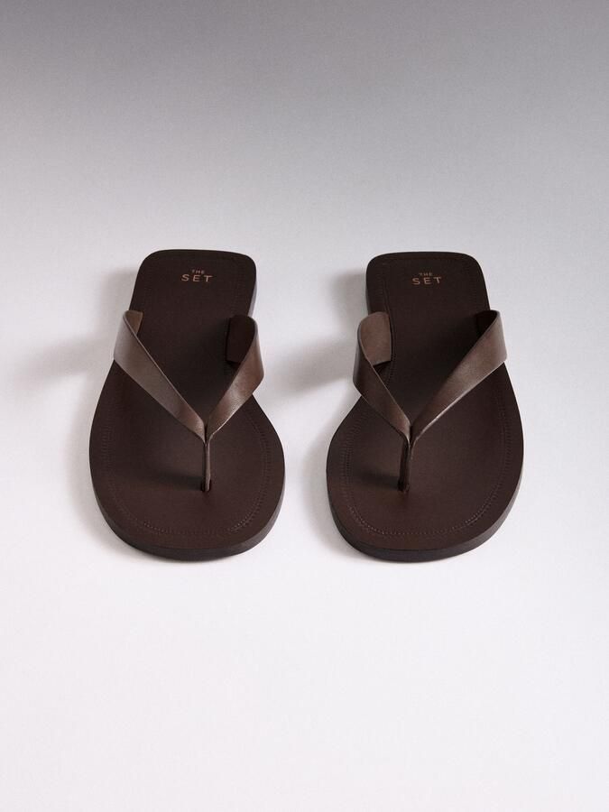 The Set Teenslipper bruin - Foto 3