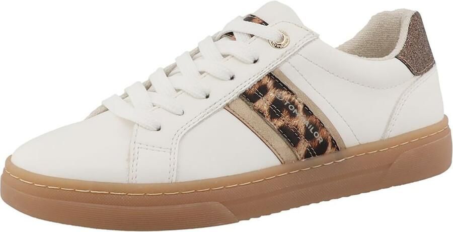 TOM TAILOR Sneakers laag bruin zwart wit