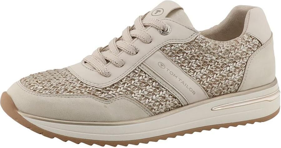 TOM TAILOR Sneakers laag crème donkerbeige goud