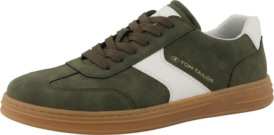 TOM TAILOR Sneakers laag donkergroen wit
