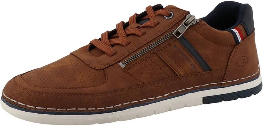 TOM TAILOR Sneakers laag navy cognac rood wit