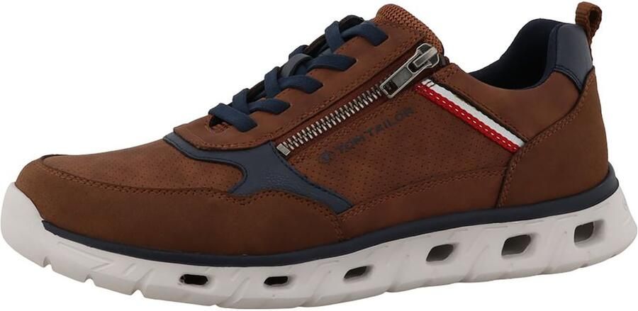 TOM TAILOR Sportieve veterschoen navy bruin