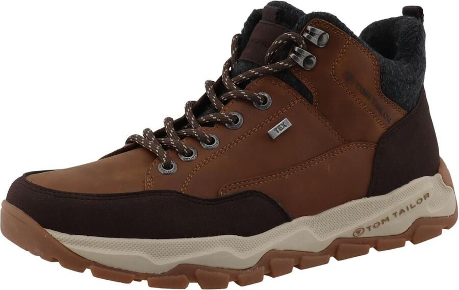 TOM TAILOR Veterboots cognac donkerbruin zwart gemêleerd