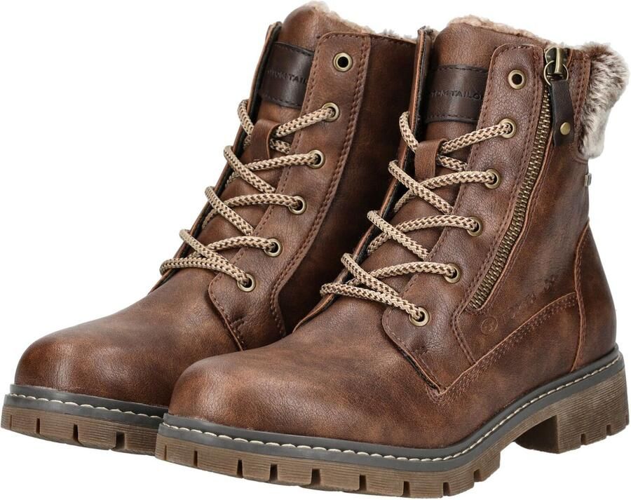 Tom Tailor Winterlaarzen hakken winter-enkellaars veterschoenen in comfortabele vorm - Foto 7