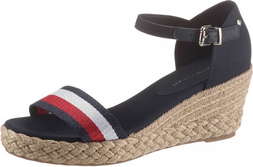 Tommy Hilfiger Sandaaltjes SHIMMERY RIBBON MID WEDGE SANDAL met gestreepte textielen bandage - Foto 4