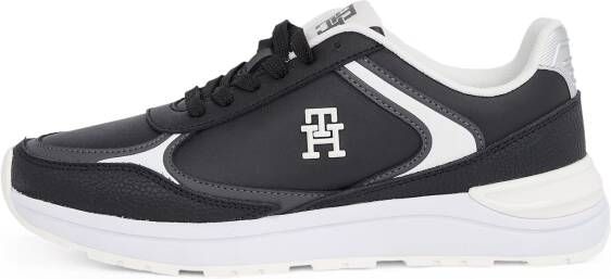 Tommy Hilfiger Sneakers met sleehak CASUAL FASHION RUNNER LTHR vrijetijdsschoen lage schoen veterschoen met contrast bies