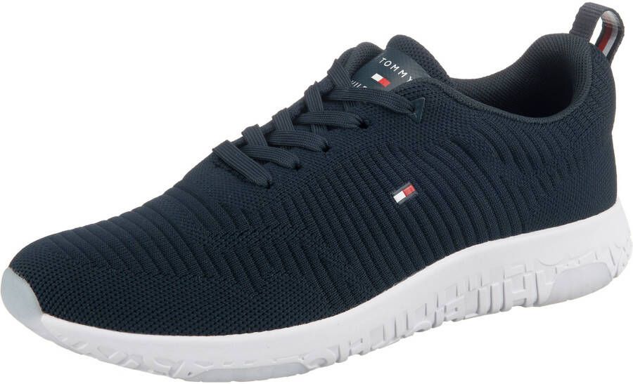 Tommy Hilfiger Sneakers CORPORATE KNIT RIB RUNNER vrijetijdsschoen lage schoen veterschoen met zijlogo-vlag
