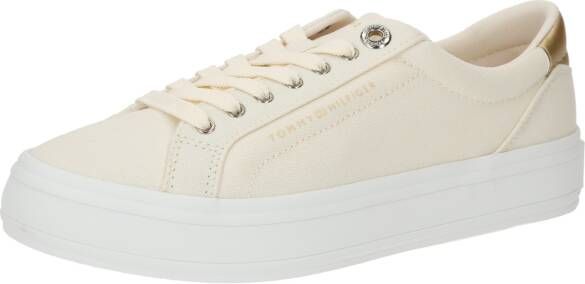 Tommy Hilfiger Plateausneakers ESSENTIAL VULC CANVAS SNEAKER Contrastafwerking in metalliclook vrijetijdsschoen lage schoen veterschoen - Foto 5