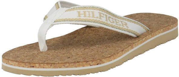 Tommy Hilfiger Teenslippers HILFIGER CORK BEACH SANDAL zomerschoen slippers poolslides met logo-opschrift - Foto 3
