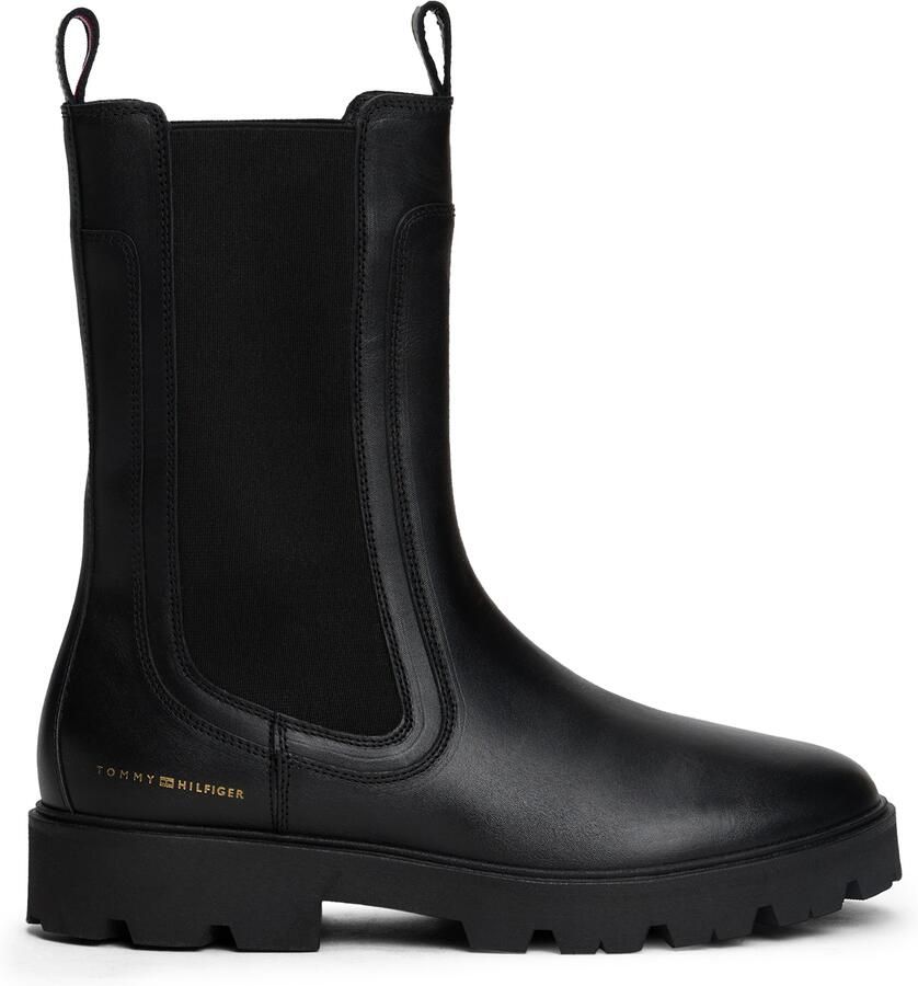 TOMMY HILFIGER Chelsea Boots Dames Th Lthr Mid Chelsea Leer Zwart