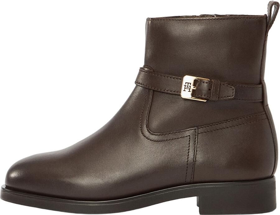 Tommy Hilfiger Laarsjes TH BUCKLE RIDING LEATHER BOOTIE blokhak enkellaarsjes zakelijke schoen met siersluiting