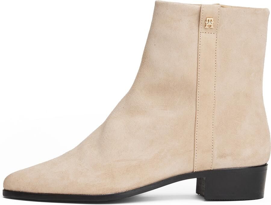 TOMMY HILFIGER Beige Enkellaarsjes Th Suede Pointy Zip Bootie - Foto 4