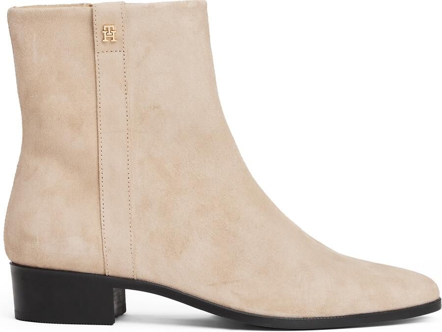 TOMMY HILFIGER Beige Enkellaarsjes Th Suede Pointy Zip Bootie