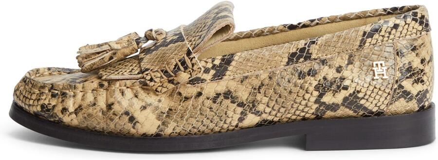 TOMMY HILFIGER Mocassins 'Snake Print Tassel' beige zwart