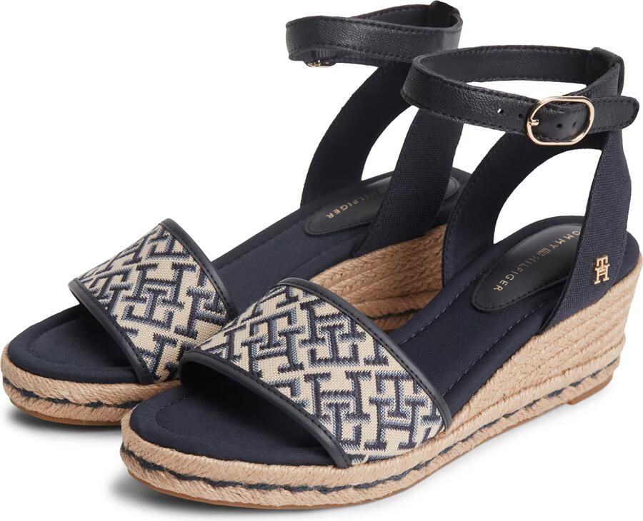 TOMMY HILFIGER Sandalen met riem 'Logo Plaque Wedge Heel' beige navy lichtblauw - Foto 3