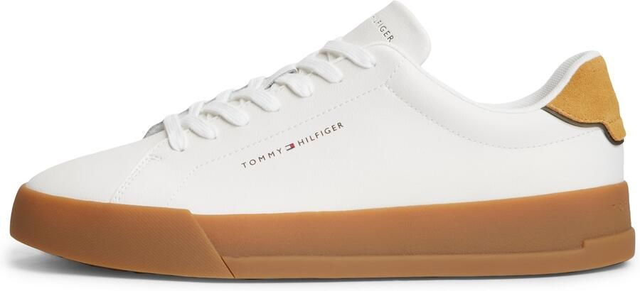 TOMMY HILFIGER Sneakers laag 'COURT ESS' cognac honing wit