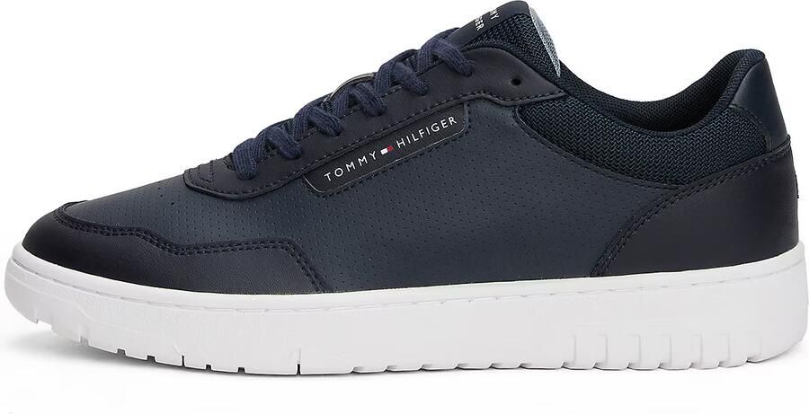 Tommy Hilfiger Plateausneakers TH BASKET CORE LTH PINPERF vrijetijdsschoen lage schoen veterschoen met gepolsterde schacht - Foto 4