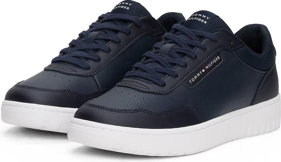 Tommy Hilfiger Plateausneakers TH BASKET CORE LTH PINPERF vrijetijdsschoen lage schoen veterschoen met gepolsterde schacht - Foto 9