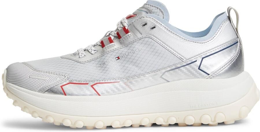 TOMMY HILFIGER Sneakers laag 'THE CANYON X' donkerblauw zilvergrijs kersrood wit