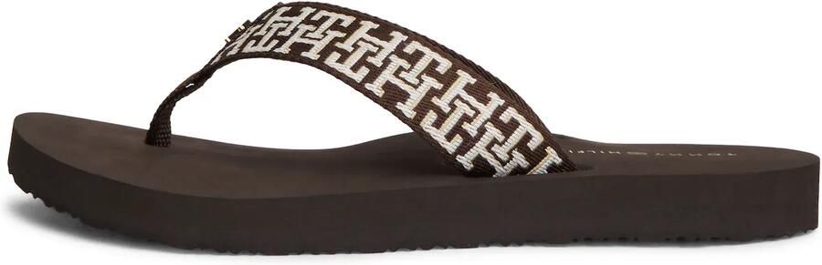 TOMMY HILFIGER Teenslipper chocoladebruin wit