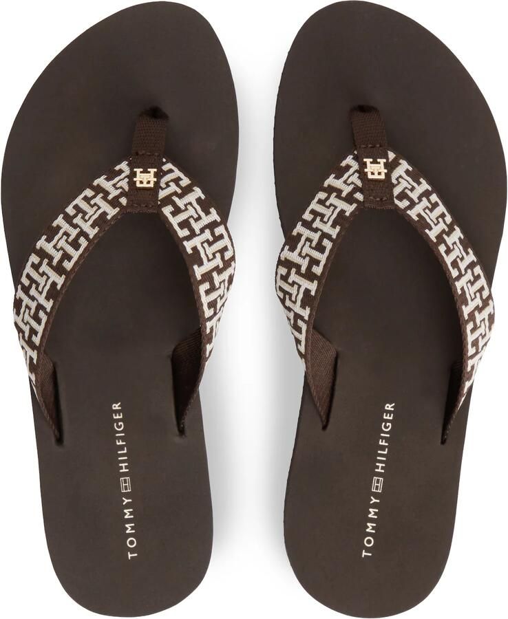 TOMMY HILFIGER Teenslipper chocoladebruin wit - Foto 2