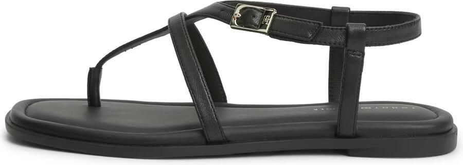 TOMMY HILFIGER Teenslipper 'Strap Toe Post' zwart