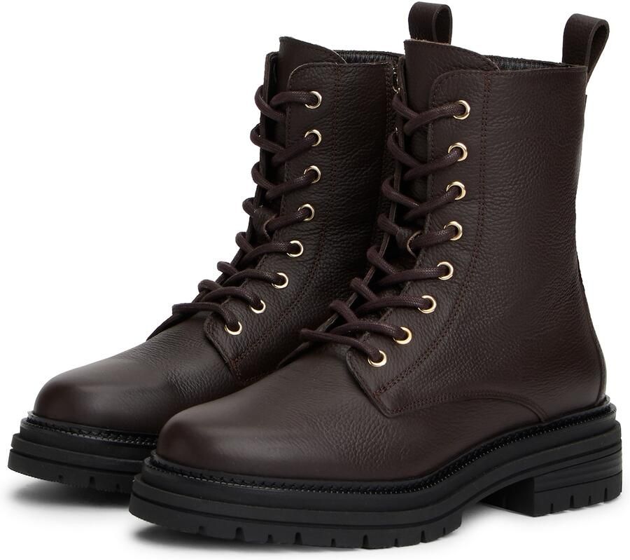 Tommy Hilfiger Veterschoenen TH PLAQUE PEBBLE LACE BOOT WARM blokhak veterenkellaars met th-sier element op de hiel - Foto 2
