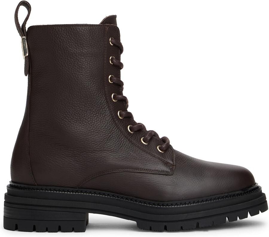 Tommy Hilfiger Veterschoenen TH PLAQUE PEBBLE LACE BOOT WARM blokhak veterenkellaars met th-sier element op de hiel - Foto 3