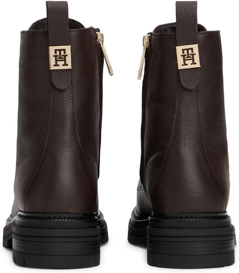 Tommy Hilfiger Veterschoenen TH PLAQUE PEBBLE LACE BOOT WARM blokhak veterenkellaars met th-sier element op de hiel - Foto 4