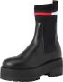 Tommy Jeans Zwarte Flatform Chelsea Sock Enkellaarzen Black Dames - Thumbnail 1