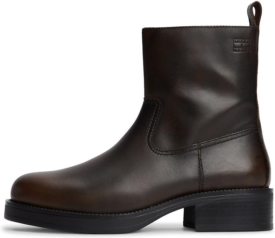 Tommy Jeans leren enkelboots zwart warm kaki - Foto 3