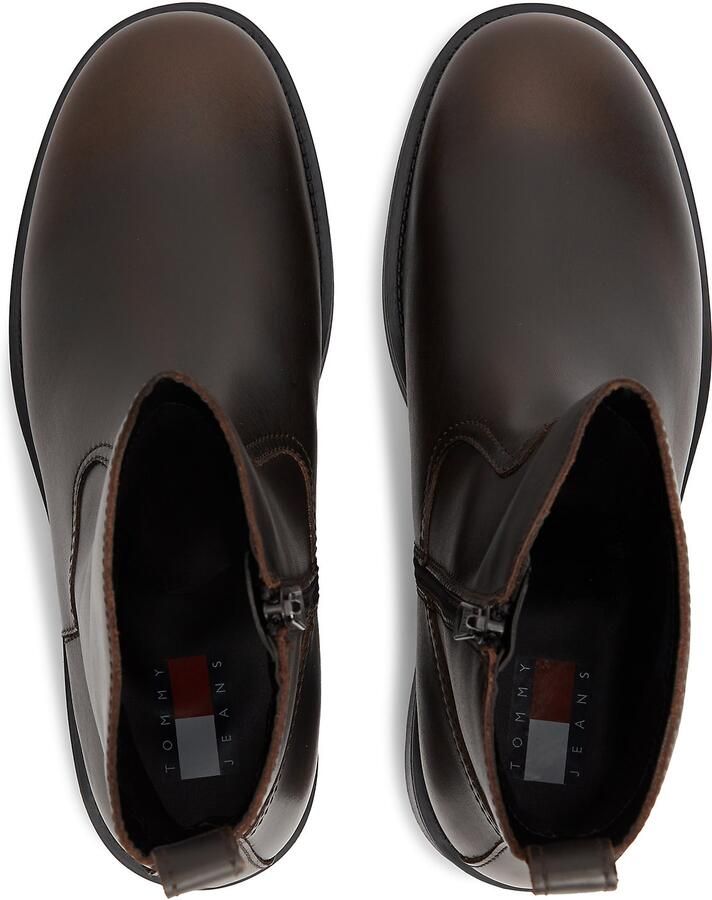 Tommy Jeans leren enkelboots zwart warm kaki - Foto 7