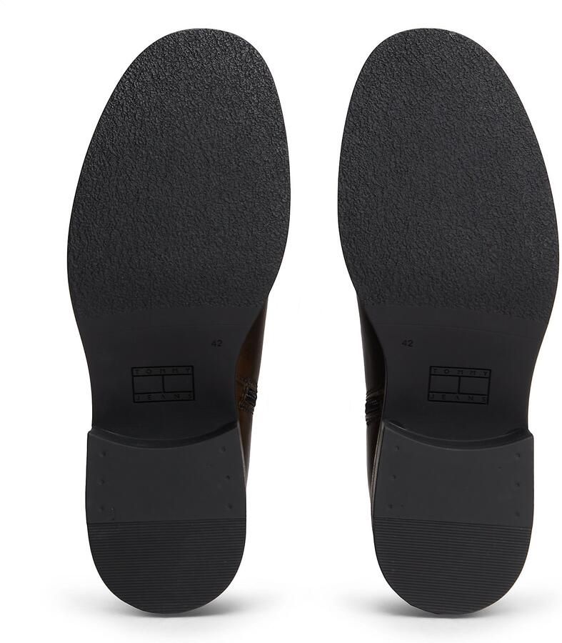 Tommy Jeans leren enkelboots zwart warm kaki - Foto 4