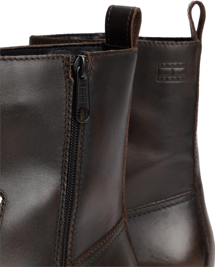 Tommy Jeans leren enkelboots zwart warm kaki - Foto 6